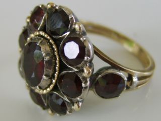 VERY LARGE GEORGIAN ANTIQUE 9CT GOLD GARNET RING CLOSED BACK VERY RARE FRENCH ? 10