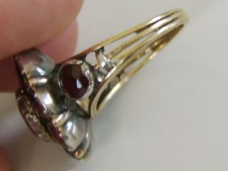 VERY LARGE GEORGIAN ANTIQUE 9CT GOLD GARNET RING CLOSED BACK VERY RARE FRENCH ? 11