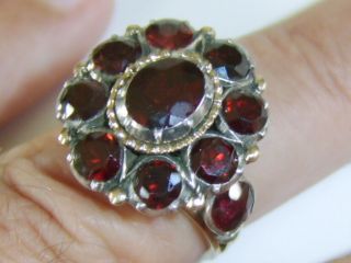 Very Large Georgian Antique 9ct Gold Garnet Ring Closed Back Very Rare French ?