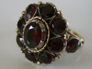 VERY LARGE GEORGIAN ANTIQUE 9CT GOLD GARNET RING CLOSED BACK VERY RARE FRENCH ? 4