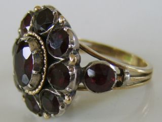 VERY LARGE GEORGIAN ANTIQUE 9CT GOLD GARNET RING CLOSED BACK VERY RARE FRENCH ? 7