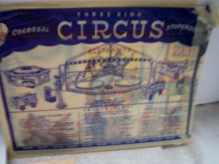 Vintage Three Ring Circus 1951 Paper Cut Out With Plastic Figures Beauty Rare