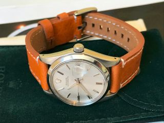 Vintage 1977 Rolex men ' s watch,  Ref 6694,  rare Linen dial 5