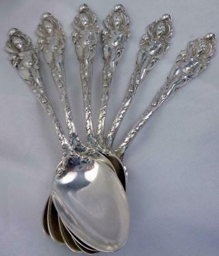 (6) Reed & Barton Love Disarmed Sterling Silver Desert Spoons 5 " Old Marks Mono
