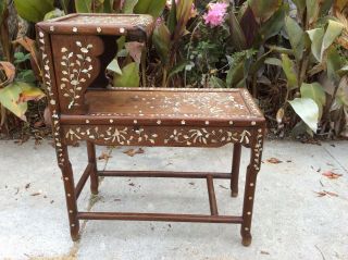 Antique Chinese Rosewood Table With Mother Of Pearl Inlay