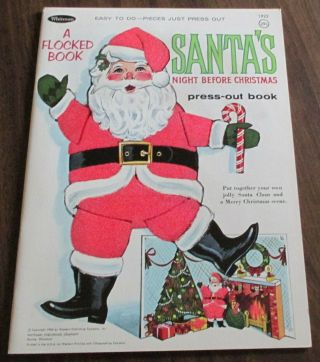Vintage 1966 Whitman Western Pub.  Flocked Santa 