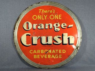 Antique Orange Crush Embossed Painted Tin Sign B - 5911 1939 Large 35 3/8 " Dia