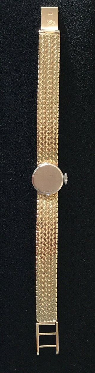 VINTAGE 14K GOLD GIRARD PERREGAUX DIAMOND BEZEL MESH BRACELET WATCH 28G 10