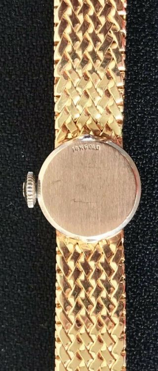 VINTAGE 14K GOLD GIRARD PERREGAUX DIAMOND BEZEL MESH BRACELET WATCH 28G 4