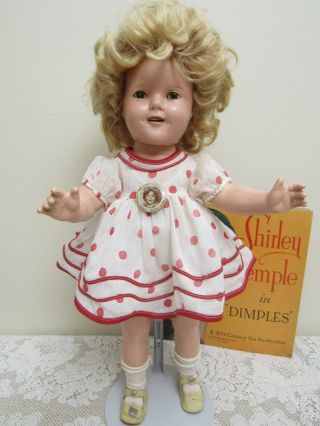 Vtg Compo Shirley Temple Doll 18 " All W/ Authentic Pin Tagged Dress