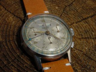 Heuer Tripple Date Chronograph Valjoux 72 Steel Vintage