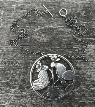 Art Deco Georg Jensen / Malinowski Sterling Silver Butterfly Necklace 105