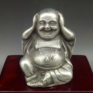 Chinese Exquisite Tibet Silver Hand - Carved Buddha Statue A936