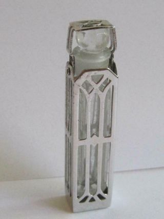Wells Vintage Art Deco Sterling Silver Glass Spring Perfume Bottle