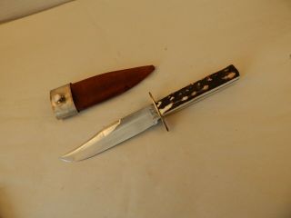 Vintage G.  Wostenholm Ixl Stag Bowie Knife W/sheath Minty