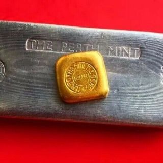 50 Gram N.  M Rothschild & Sons R.  M.  R Vintage Poured Gold Bullion Bar 999.  9