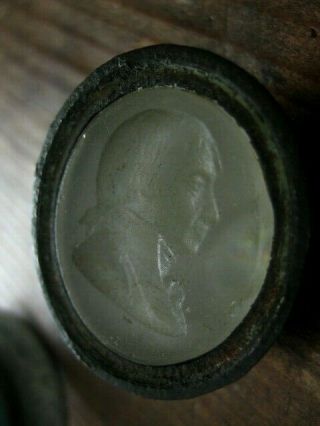 Intaglio Seal Fob Metal Detected Lord Nelson Glass Intaglio C.  1805