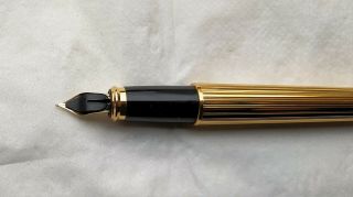 S.  T.  Dupont Fidelio Vintage Fountain Pen Godron Gold Pattern - F 14K Nib (NOS) 12