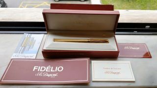 S.  T.  Dupont Fidelio Vintage Fountain Pen Godron Gold Pattern - F 14k Nib (nos)