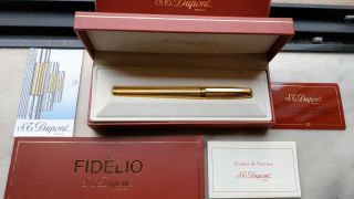 S.  T.  Dupont Fidelio Vintage Fountain Pen Godron Gold Pattern - F 14K Nib (NOS) 2