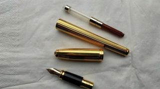 S.  T.  Dupont Fidelio Vintage Fountain Pen Godron Gold Pattern - F 14K Nib (NOS) 7