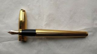 S.  T.  Dupont Fidelio Vintage Fountain Pen Godron Gold Pattern - F 14K Nib (NOS) 8
