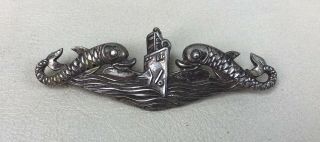 Wwii Ww2 Us Navy Submarine Badge Sterling H&h