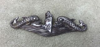 WWII WW2 US NAVY SUBMARINE BADGE STERLING H&H 3