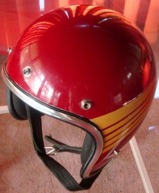 Vintage 1971 Arthur Fulmer Af40 Helmet X - Large Maroon W/ Gold Wings