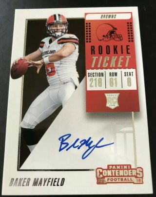2018 Panini Contenders Baker Mayfield Rc Ticket Auto Rare