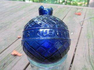 1880 ' s Lattice Pattern Cobalt Blue Glass Target Ball Van Cutsem St Quentin A36 2