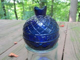 1880 ' s Lattice Pattern Cobalt Blue Glass Target Ball Van Cutsem St Quentin A36 3