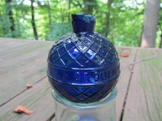 1880 ' s Lattice Pattern Cobalt Blue Glass Target Ball Van Cutsem St Quentin A36 4