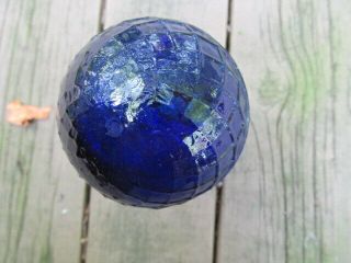 1880 ' s Lattice Pattern Cobalt Blue Glass Target Ball Van Cutsem St Quentin A36 6
