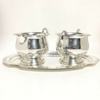 Sterling Silver Hamilton Creamer And Sugar Set With Mueck - Carey Tray 328 Grams