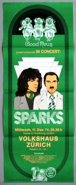 Sparks - Mega Rare Vintage 1974 Concert Poster