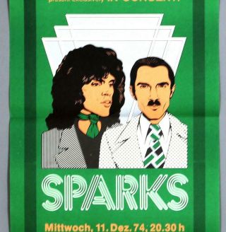 SPARKS - mega rare vintage 1974 concert poster 3