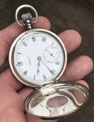 A GENTS VERY FINE QUALITY ANTIQUE SOLID SILVER HALF HUNTER POCKET WATCH,  1926. 11