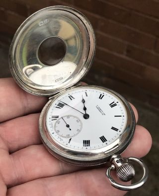 A GENTS VERY FINE QUALITY ANTIQUE SOLID SILVER HALF HUNTER POCKET WATCH,  1926. 2