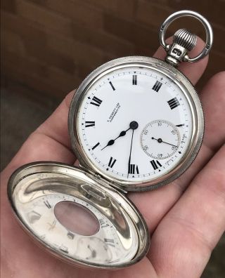 A GENTS VERY FINE QUALITY ANTIQUE SOLID SILVER HALF HUNTER POCKET WATCH,  1926. 3