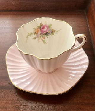 Eb Foley 1850 Pastel Pink Teacup And Saucer - Antique Floral Tea Cup Scalloped