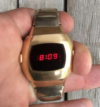 1973 Pulsar P3 Time Computer Led Watch Wristwatch 14k Gold Filled