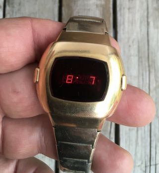 1973 Pulsar P3 Time Computer LED Watch Wristwatch 14k Gold Filled 3