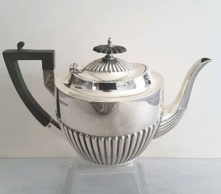 Quality,  Heavy Antique Solid Silver Tea Pot.  567gms.  W.  & Hall.  Sheff.  1919