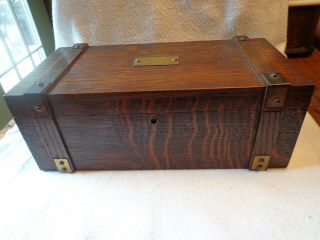 Antique Vintage Arts & Crafts Mission Oak Wood Jewelry Trinket Box