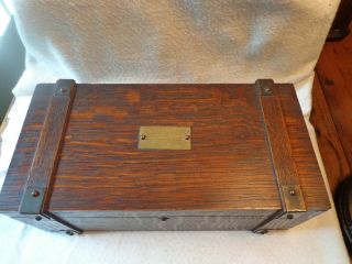 Antique Vintage Arts & Crafts Mission Oak Wood Jewelry Trinket Box 2