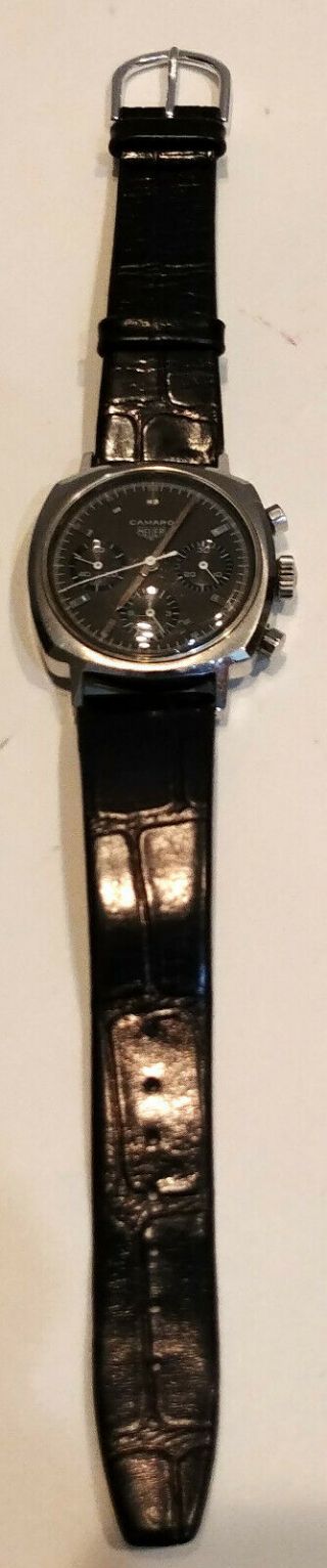VINTAGE TAG HEUER CAMARO,  COLLECTIBLE CHRONOGRAPH MEN ' S WATCH LEATHER BAND 3