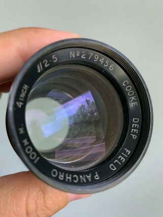 Taylor Hobson Cooke Deep Field Panchro 100mm F2.  5 Cine Vintage Movie Camera Lens