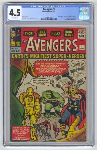 Avengers 1 Cgc 4.  5 Vintage Marvel Comic Mega Key 1st Team Vs Loki 12c