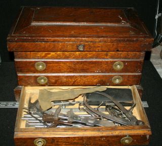 Antique Machinist Chest Complete with contents and tools - 8